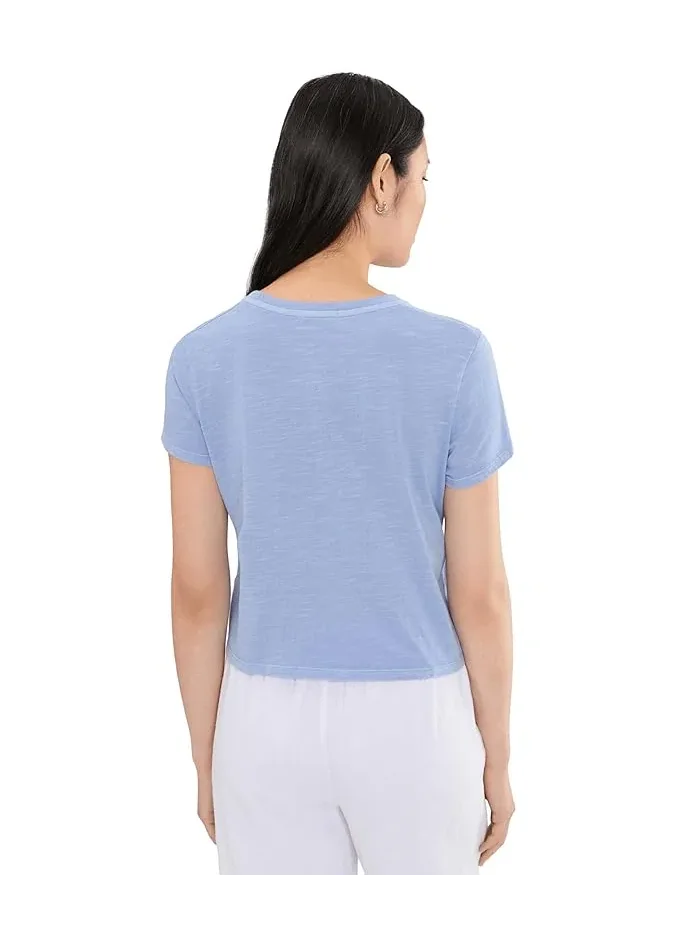 Футболка с вышивкой Seashell Emb Short Sleeve Tee Splendid — изображение 4 из 5, лазурный