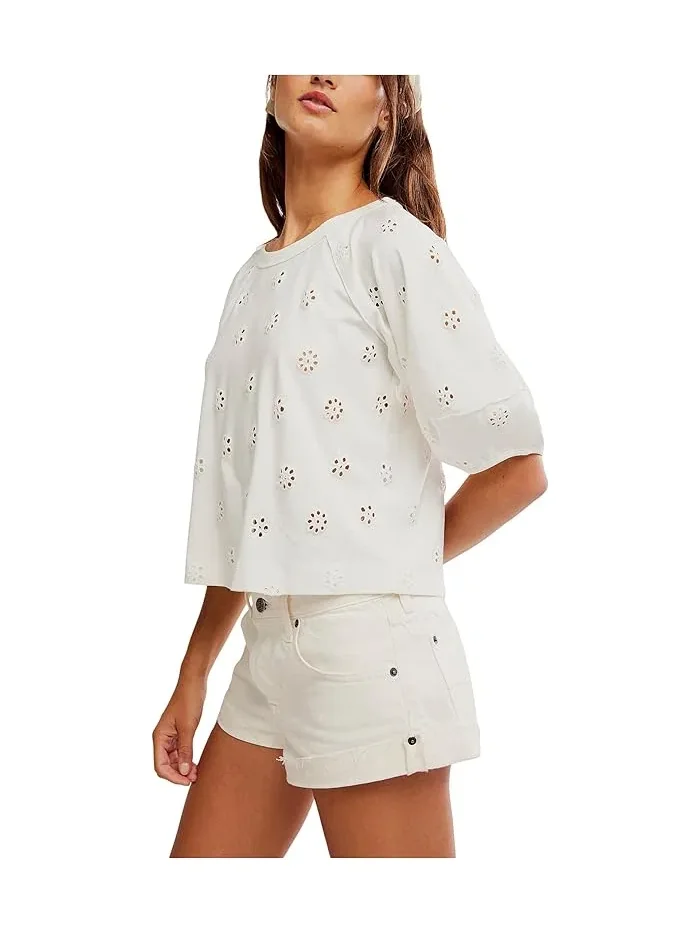 Футболка с кружевом Jessie Free People — изображение 3 из 5, белый