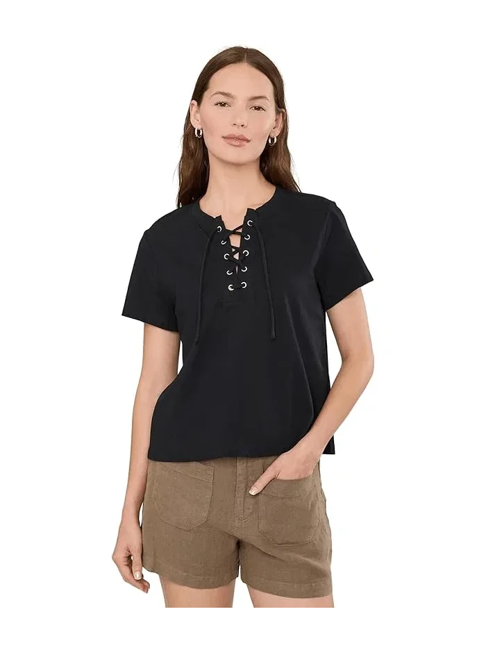 Футболка с кружевной шнуровкой Lace-Up Timeless Tee Sanctuary