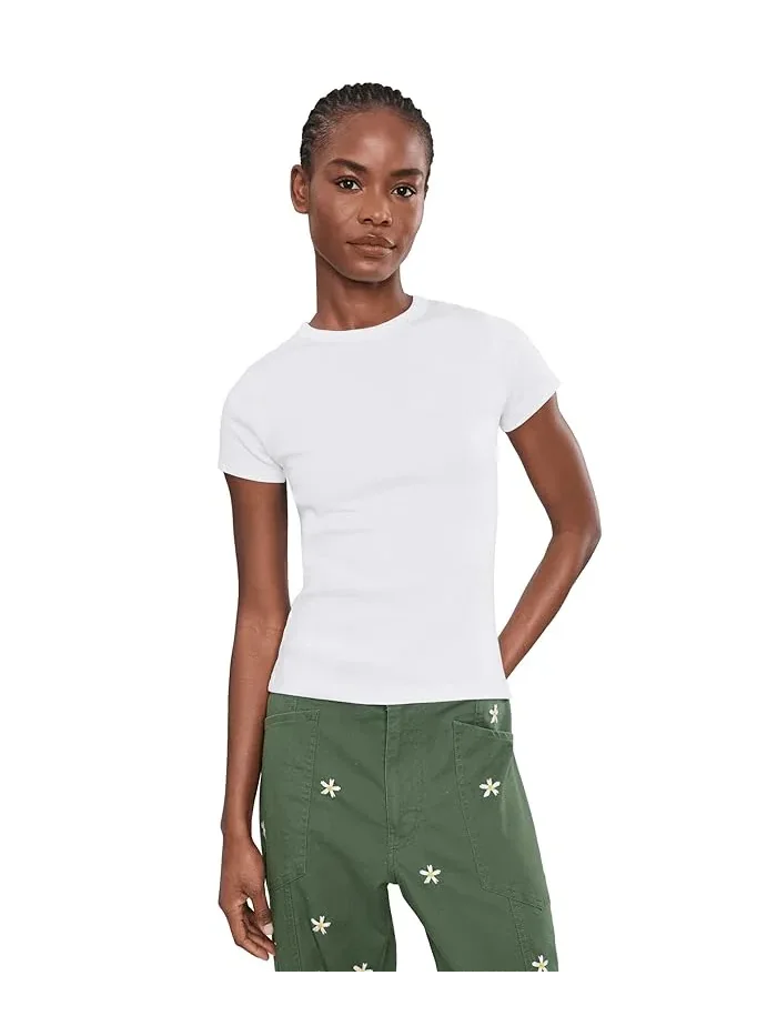 Футболка хлопковая Ribbed Short Sleeve Crew Neck Tee with Center Back Madewell