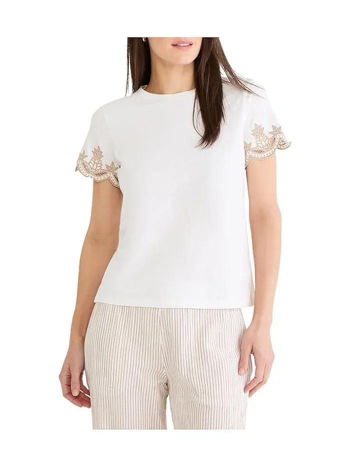 Футболка с декоративными рукавами Deco Sleeve Cotton Slub Tee NIC+ZOE