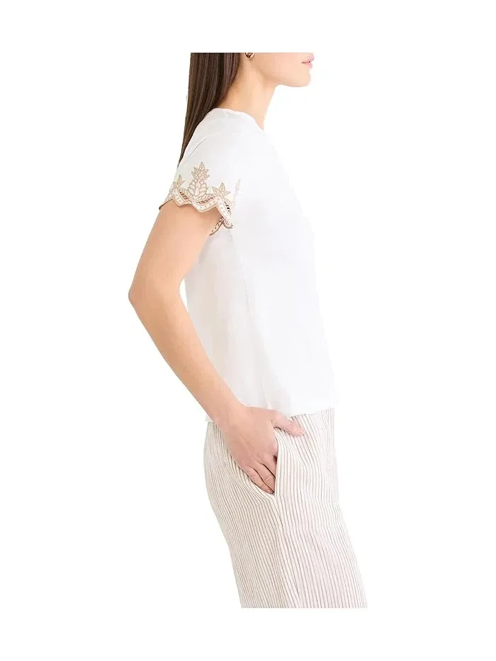 Футболка с декоративными рукавами Deco Sleeve Cotton Slub Tee NIC+ZOE — изображение 2 из 3, белый