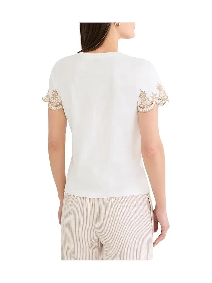 Футболка с декоративными рукавами Deco Sleeve Cotton Slub Tee NIC+ZOE — изображение 3 из 3, белый