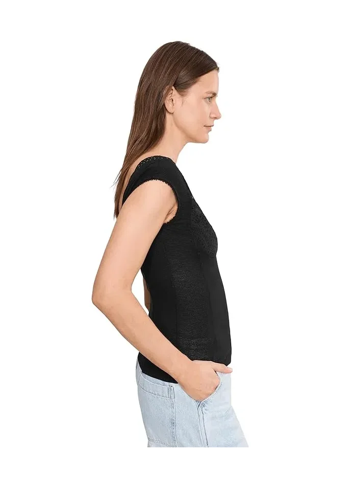 Футболка с кружевной отделкой Blush Hour Tee Free People — изображение 3 из 5, черный