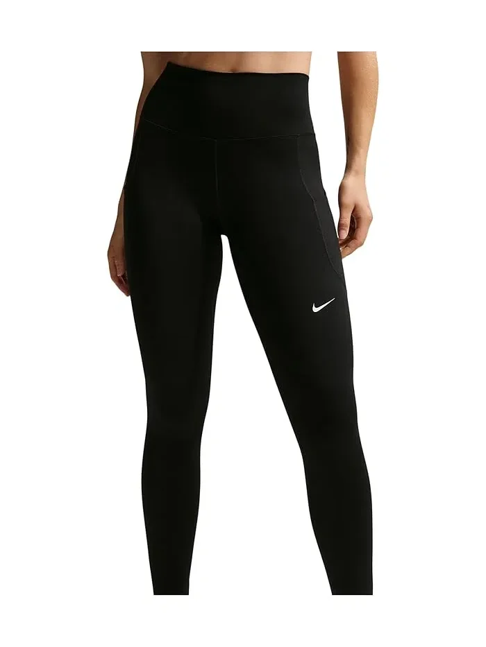 Леггинсы с карманами Nike One High-Waisted 7/8 — изображение 3 из 5, черный/белый