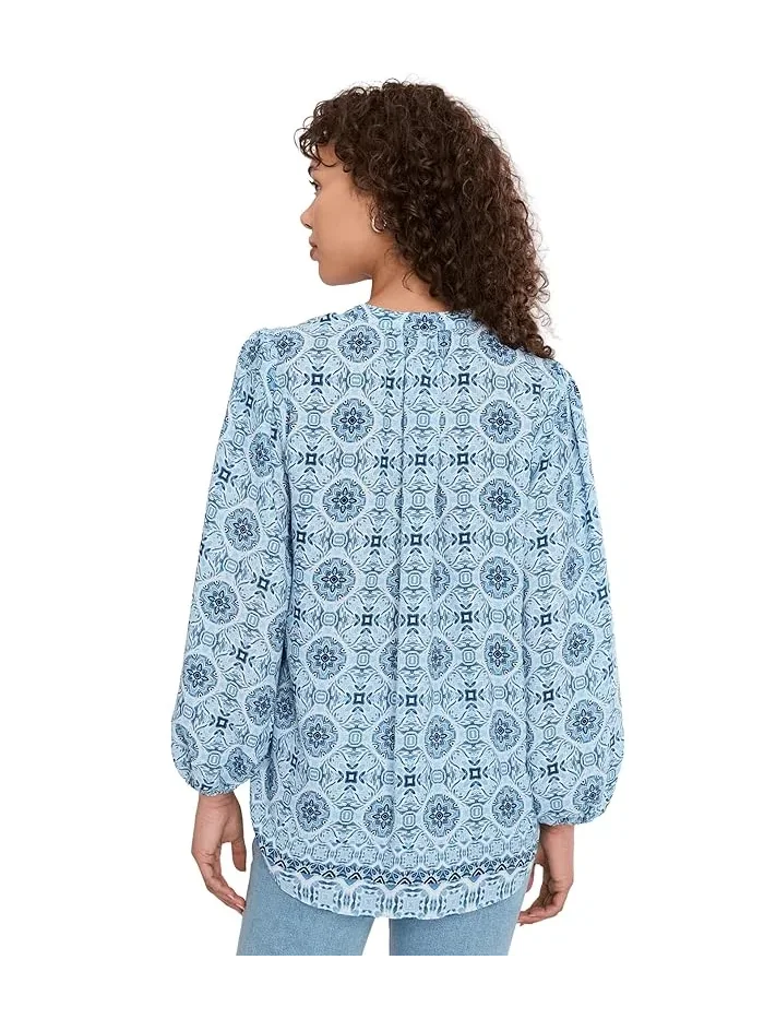 Блуза с пышными рукавами Popover NYDJ — изображение 4 из 5, голубой
