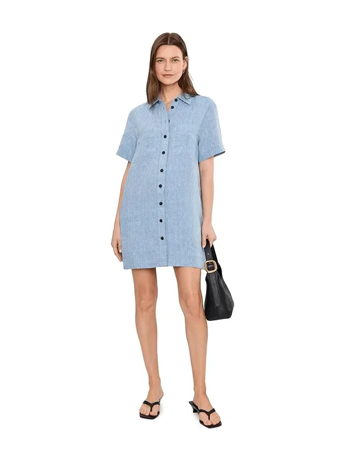 Платье-рубашка мини Relaxed из льна Madewell — изображение 2 из 5, синий