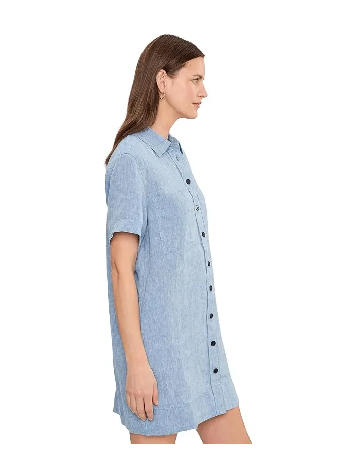 Платье-рубашка мини Relaxed из льна Madewell — изображение 3 из 5, синий