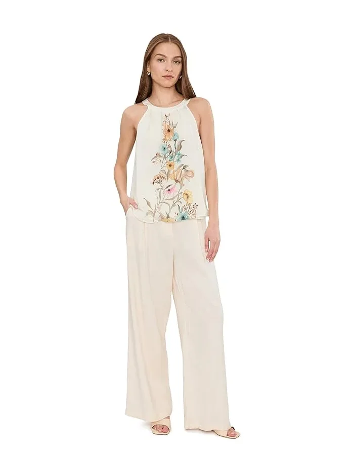 Блузка с принтом High Neck Sleeveless Vince Camuto — изображение 2 из 5, белый
