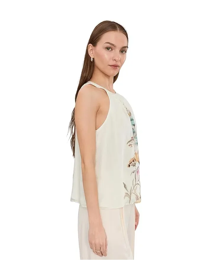 Блузка с принтом High Neck Sleeveless Vince Camuto — изображение 3 из 5, белый
