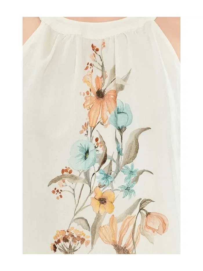 Блузка с принтом High Neck Sleeveless Vince Camuto — изображение 5 из 5, белый