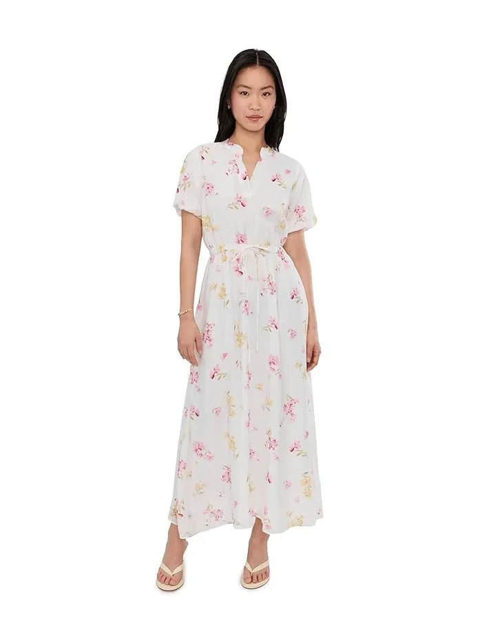 Платье макси с цветочным принтом Split Neck Puff Sleeve Maxi Dress Vince Camuto