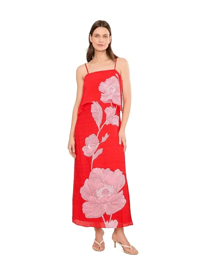 Платье миди с цветочным принтом Four Tier Overlay Midi Dress Vince Camuto