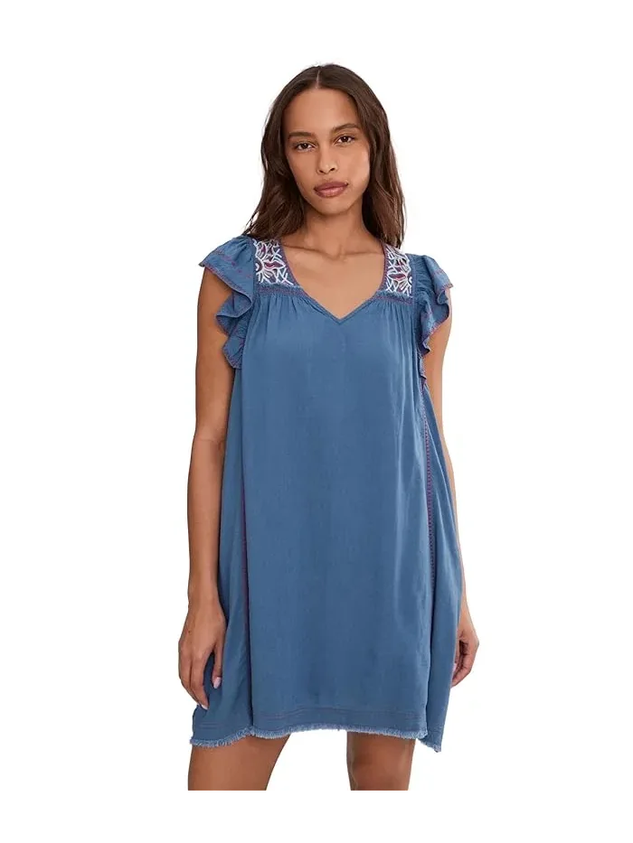 Платье с вышивкой Flutter Sleeve V-Neck Woven Dress Liverpool Los Angeles