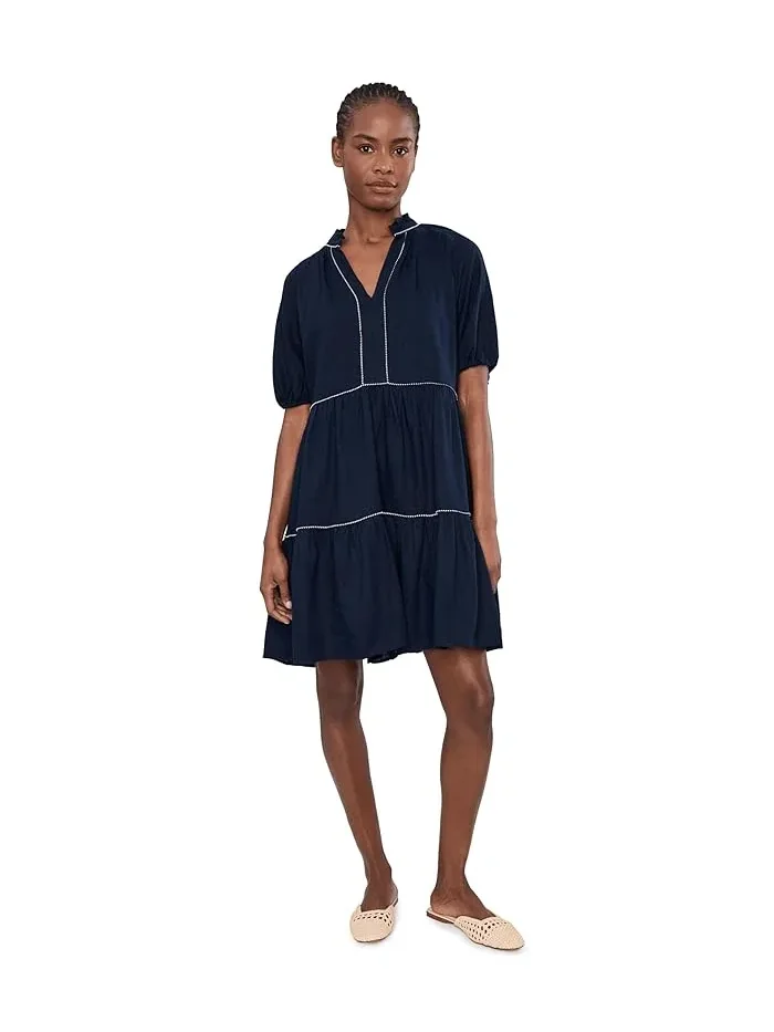 Платье babydoll с контрастной отделкой CeCe — изображение 2 из 5, классический темно-синий