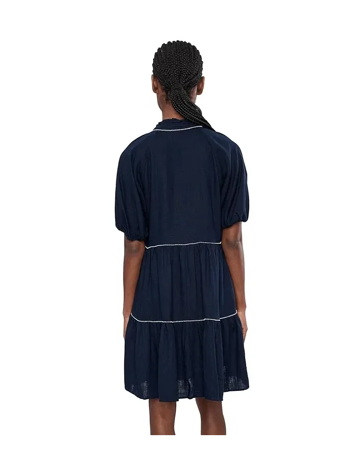 Платье babydoll с контрастной отделкой CeCe — изображение 4 из 5, классический темно-синий