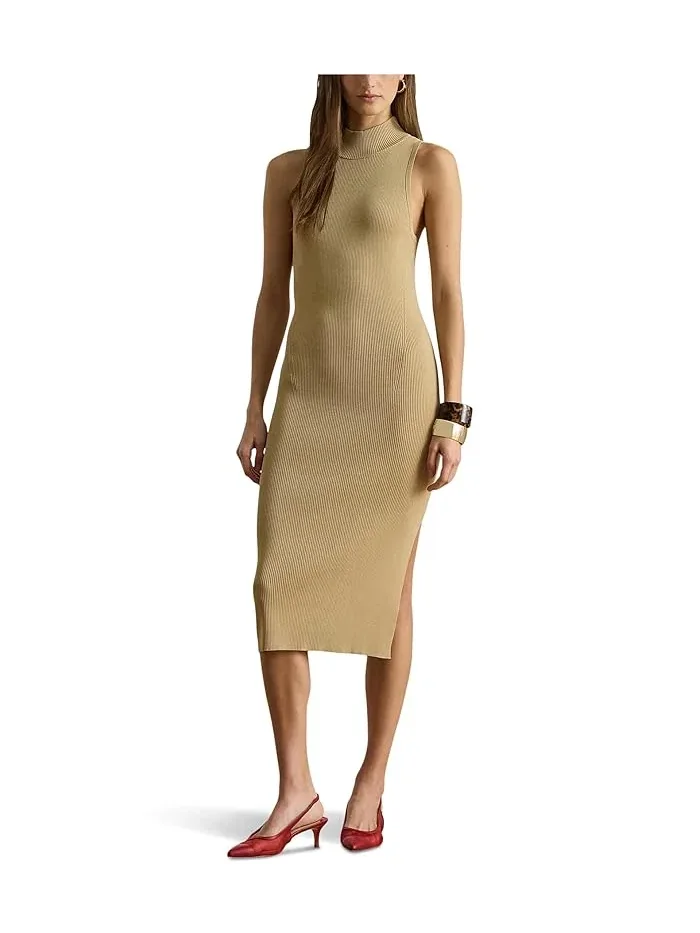 Платье-свитер без рукавов с высоким воротом Ribbed Sleeveless Mockneck Sweater Dress Lauren Ralph Lauren