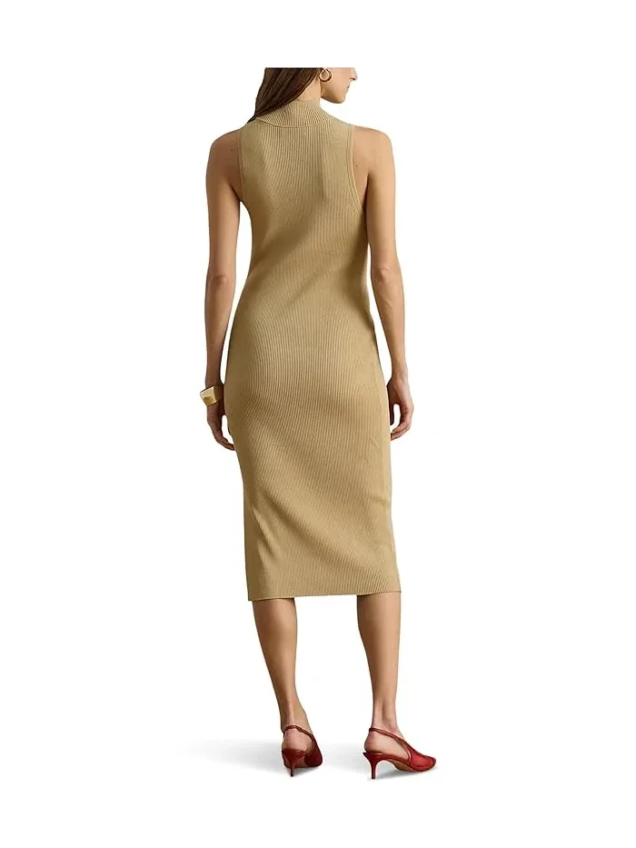 Платье-свитер без рукавов с высоким воротом Ribbed Sleeveless Mockneck Sweater Dress Lauren Ralph Lauren — изображение 2 из 3
