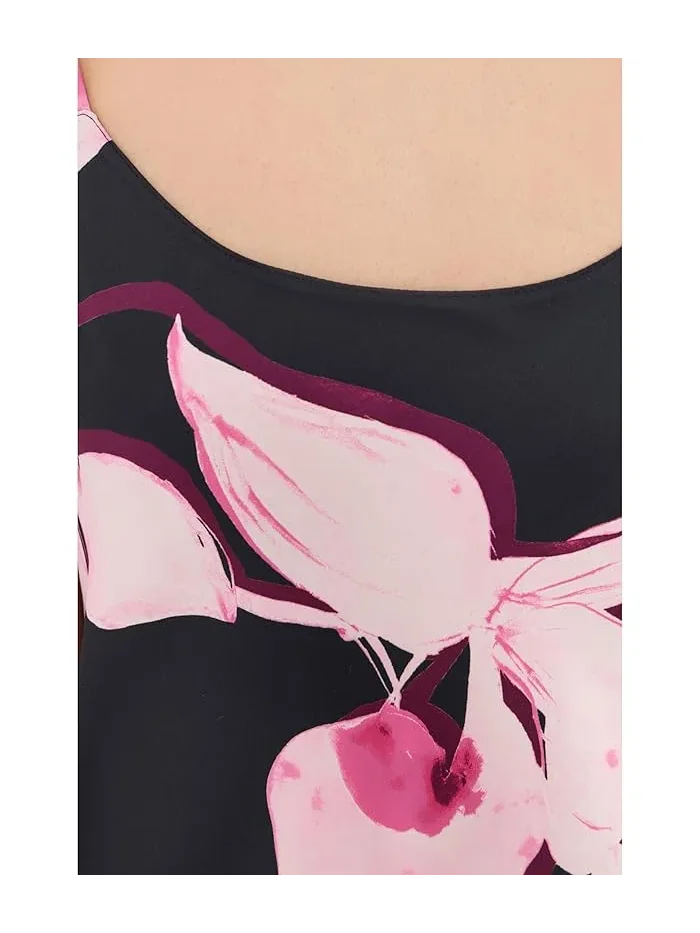 Платье с цветочным принтом Orchida Natori — изображение 5 из 5, черный