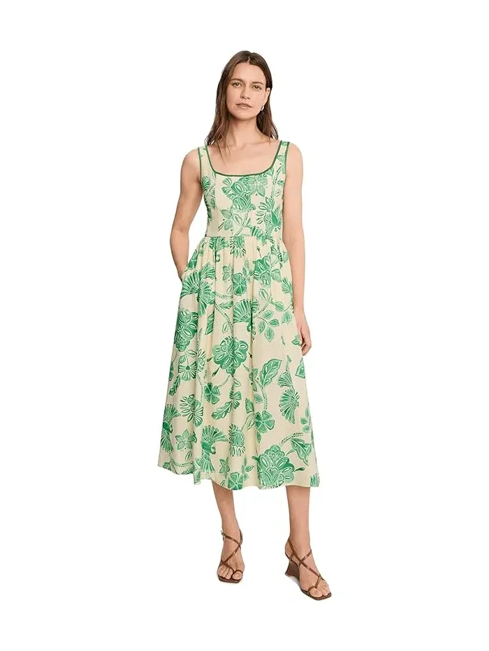 Платье миди с цветочным принтом Linen Blend Floral Print Midi Dress Avec Les Filles
