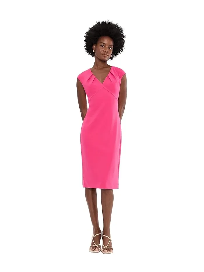 Платье с капюшоном V-образным вырезом Cap Sleeve V-Neck Dress Trina Turk — розовый