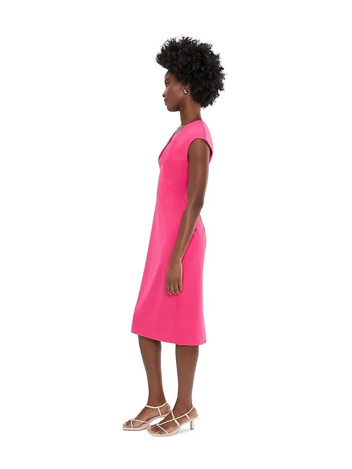 Платье с капюшоном V-образным вырезом Cap Sleeve V-Neck Dress Trina Turk — изображение 3 из 5, розовый