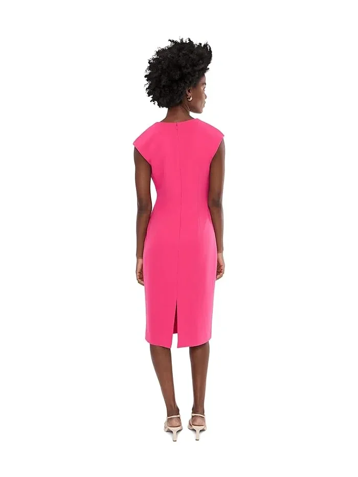 Платье с капюшоном V-образным вырезом Cap Sleeve V-Neck Dress Trina Turk — изображение 4 из 5, розовый