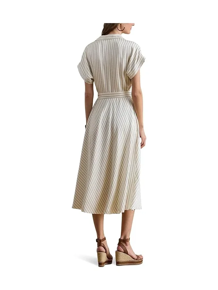 Платье A-силуэта с полосками Lauren Ralph Lauren — изображение 2 из 5, кремовый/синий