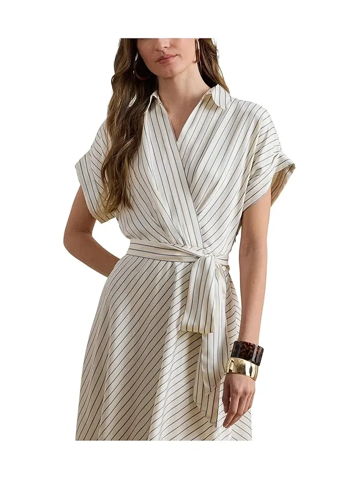 Платье A-силуэта с полосками Lauren Ralph Lauren — изображение 3 из 5, кремовый/синий