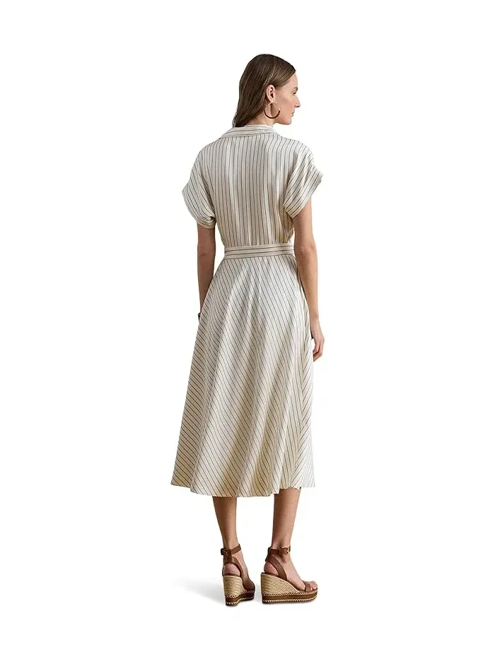 Платье A-силуэта с полосками Lauren Ralph Lauren — изображение 5 из 5, кремовый/синий