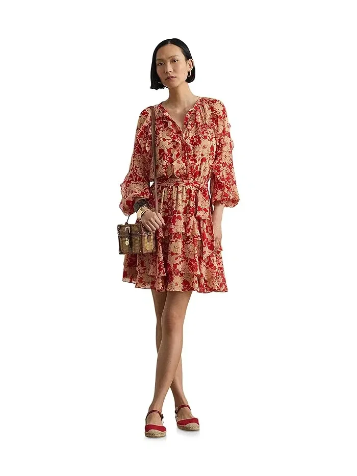 Платье с принтом рюшами и ярусами Lauren Ralph Lauren