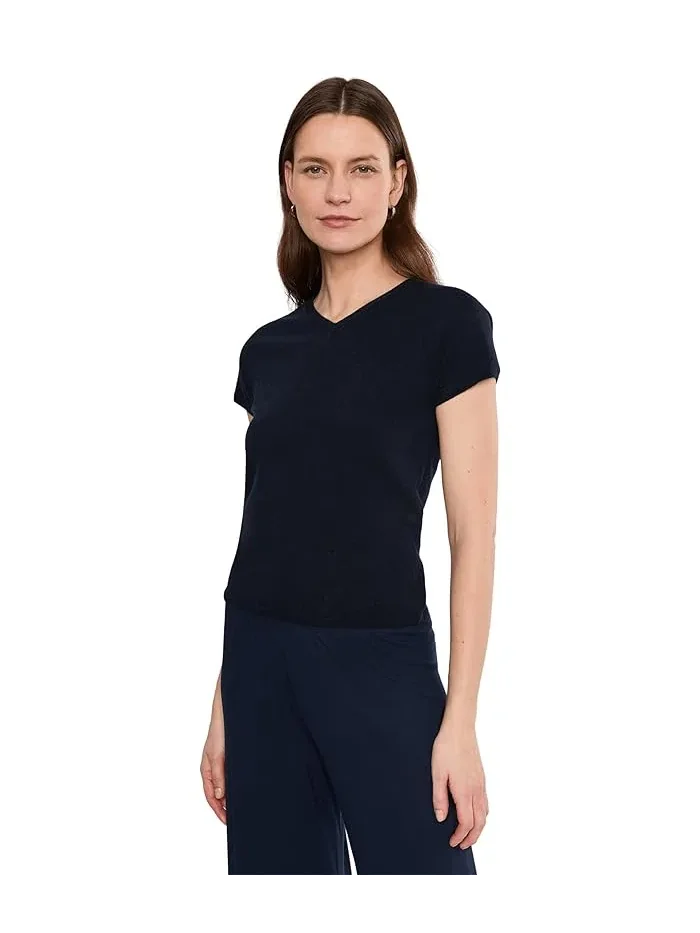 Свитер с высоким V-вырезом модель High V-Neck Short Sleeve Vince