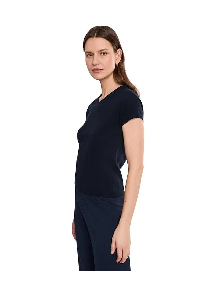 Свитер с высоким V-вырезом модель High V-Neck Short Sleeve Vince — изображение 3 из 5, коричневый