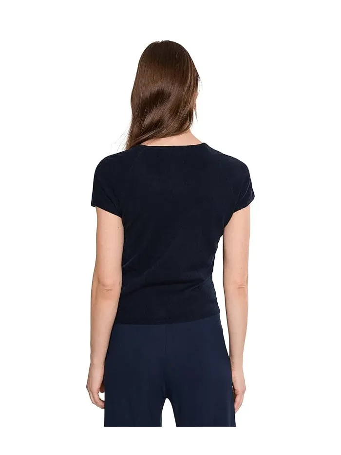 Свитер с высоким V-вырезом модель High V-Neck Short Sleeve Vince — изображение 4 из 5, коричневый