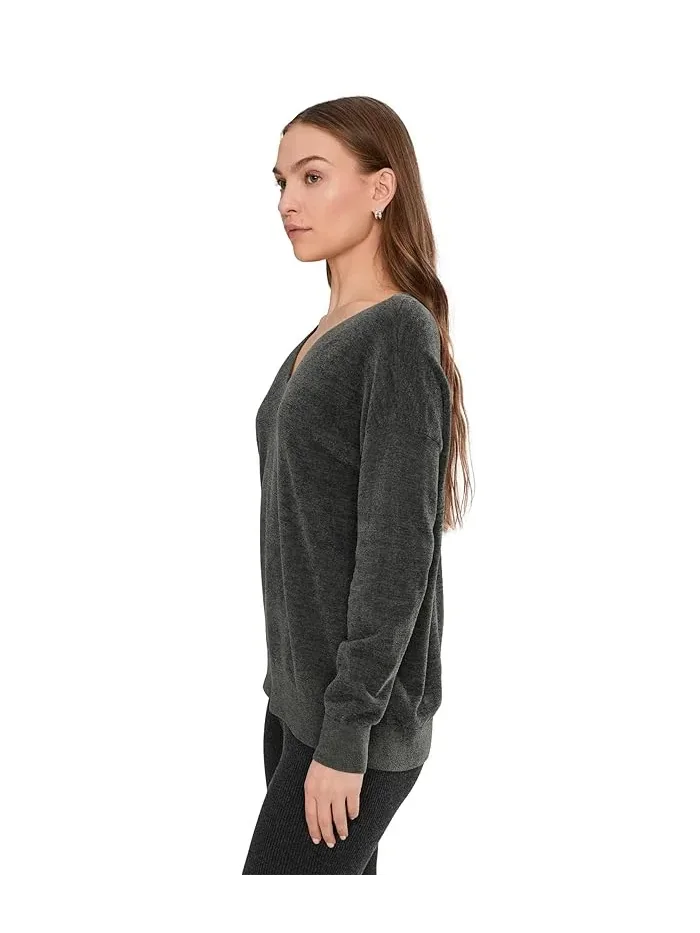 Свитер с V-образным вырезом Cozychic Ultra Lite Neck Hi Barefoot Dreams — изображение 3 из 5, угольный