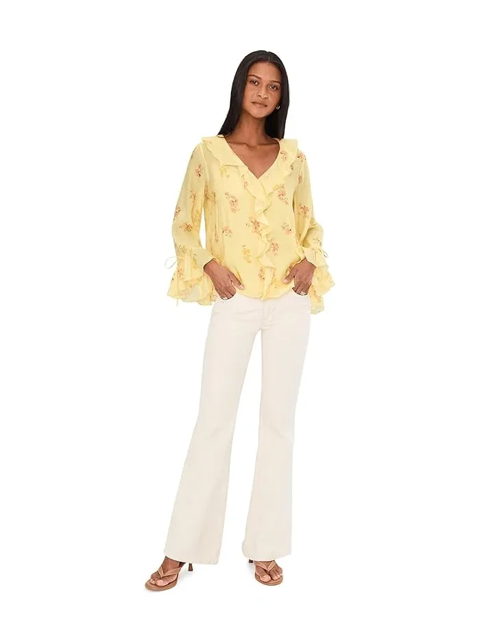 Свитер с воланами на рукавах и по центру Mellow Yellow, Vince Camuto — изображение 2 из 5, желтый
