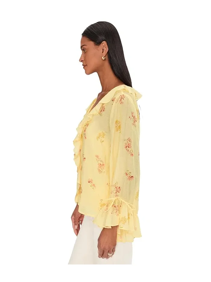 Свитер с воланами на рукавах и по центру Mellow Yellow, Vince Camuto — изображение 3 из 5, желтый