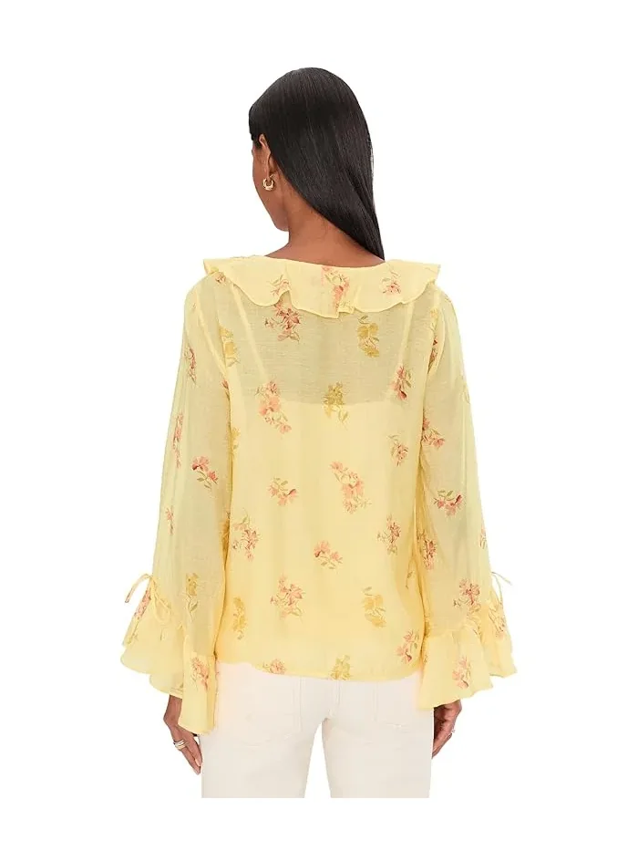 Свитер с воланами на рукавах и по центру Mellow Yellow, Vince Camuto — изображение 4 из 5, желтый
