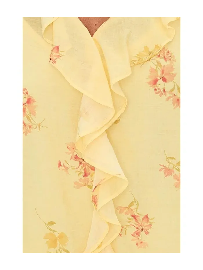 Свитер с воланами на рукавах и по центру Mellow Yellow, Vince Camuto — изображение 5 из 5, желтый