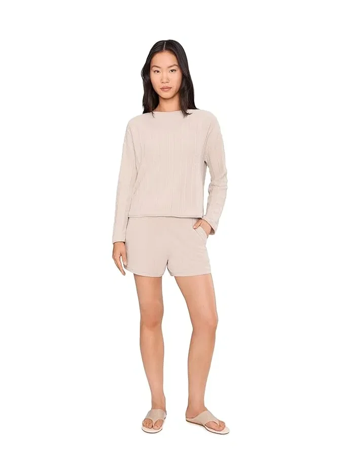 Свитер с полосками CozyChic Ultra Lite Rope Stripe Boatneck Pullover Barefoot Dreams — изображение 2 из 5, саблевый