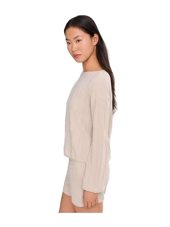 Свитер с полосками CozyChic Ultra Lite Rope Stripe Boatneck Pullover Barefoot Dreams — изображение 3 из 5, саблевый