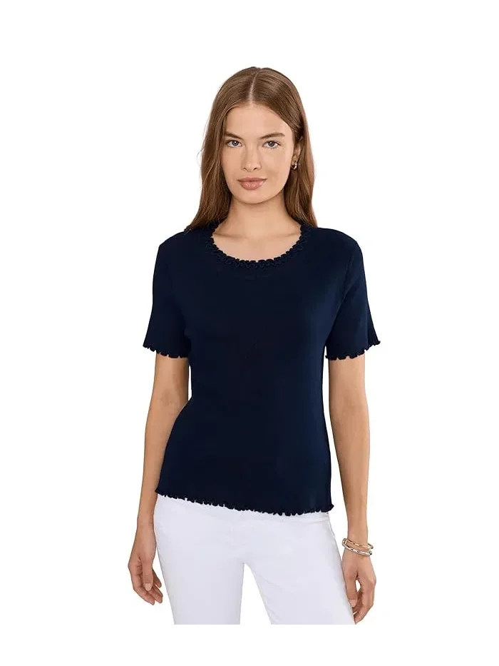 Свитер с рюшами Petite Ruffle Trim Sweater Tee NIC+ZOE