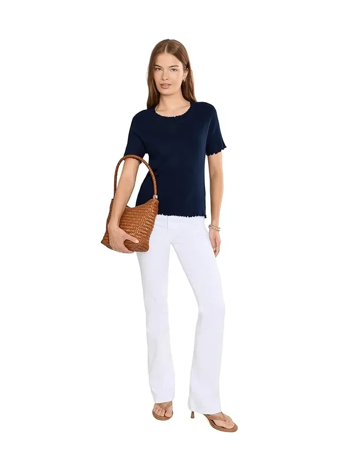 Свитер с рюшами Petite Ruffle Trim Sweater Tee NIC+ZOE — изображение 2 из 5, темный индиго