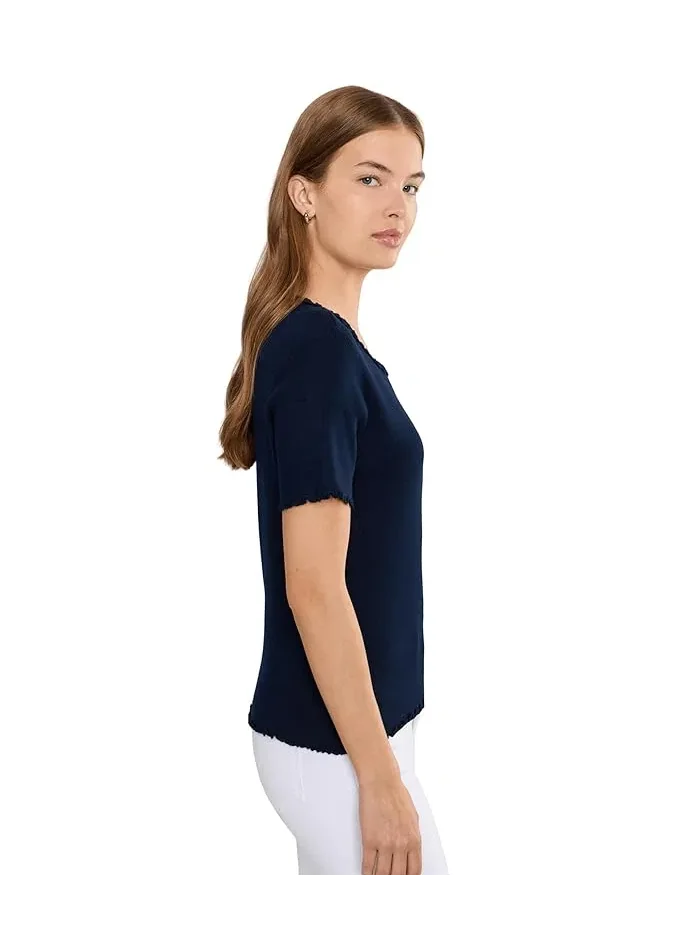 Свитер с рюшами Petite Ruffle Trim Sweater Tee NIC+ZOE — изображение 3 из 5, темный индиго