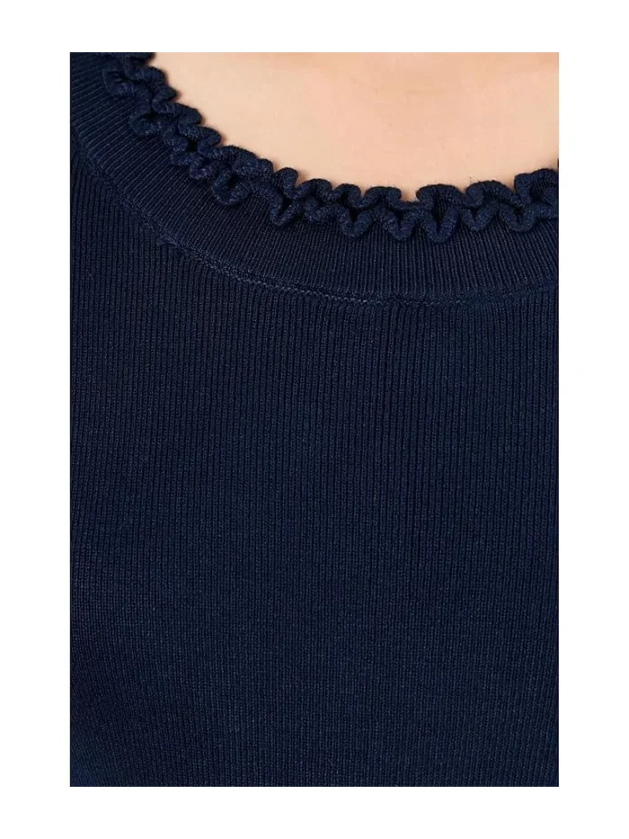 Свитер с рюшами Petite Ruffle Trim Sweater Tee NIC+ZOE — изображение 5 из 5, темный индиго