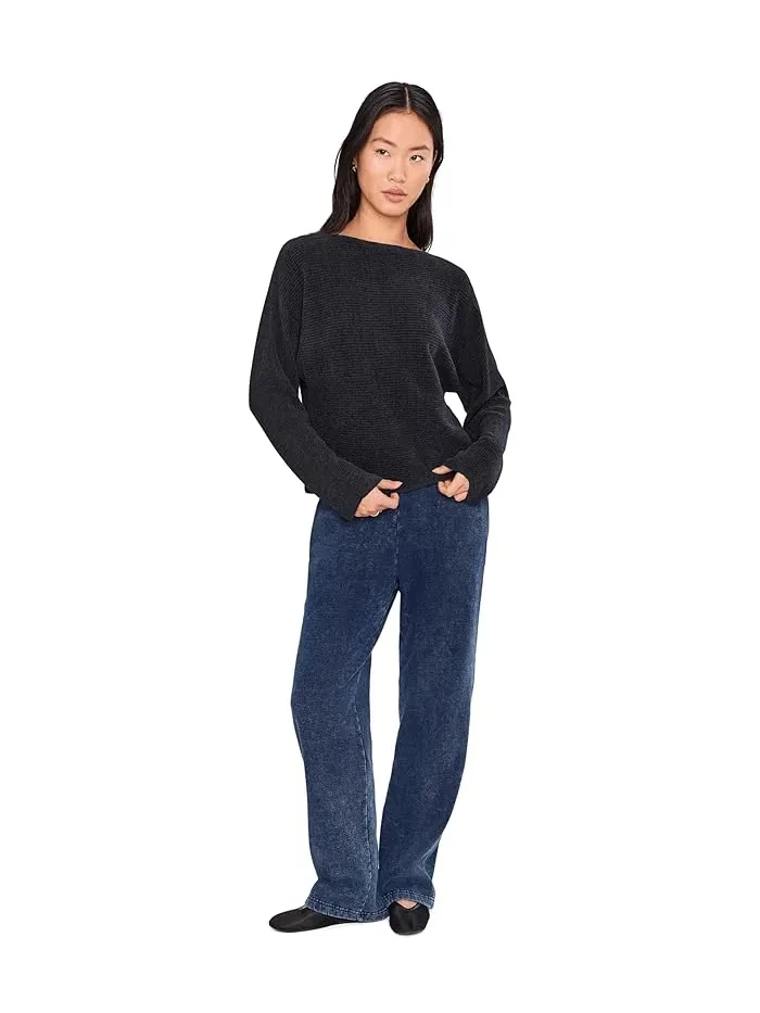 Свитер с горизонтальной рибной вязкой CozyChic Ultra Lite Dolman Barefoot Dreams — изображение 2 из 5, черный