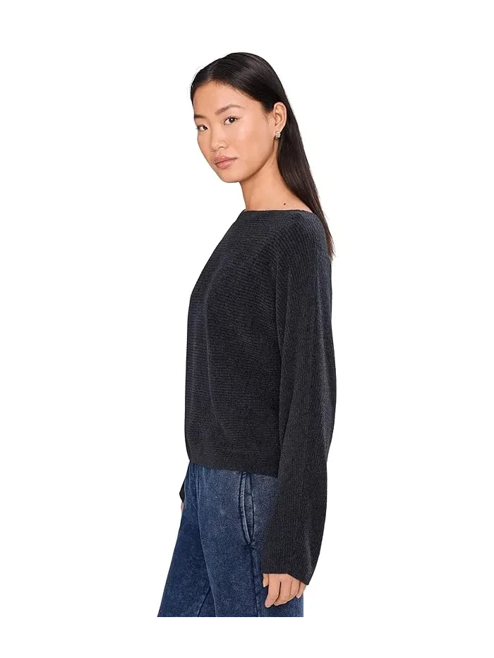 Свитер с горизонтальной рибной вязкой CozyChic Ultra Lite Dolman Barefoot Dreams — изображение 3 из 5, черный