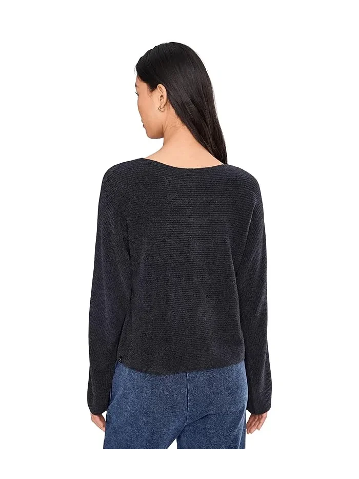 Свитер с горизонтальной рибной вязкой CozyChic Ultra Lite Dolman Barefoot Dreams — изображение 4 из 5, черный