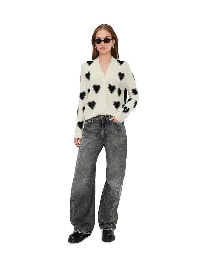 Кардиган с сердцем Scatter Heart Cardi AllSaints — изображение 2 из 5, серый