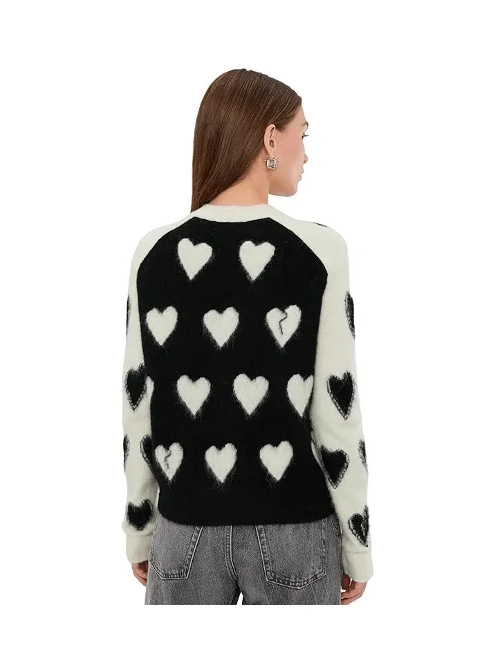 Кардиган с сердцем Scatter Heart Cardi AllSaints — изображение 4 из 5, серый
